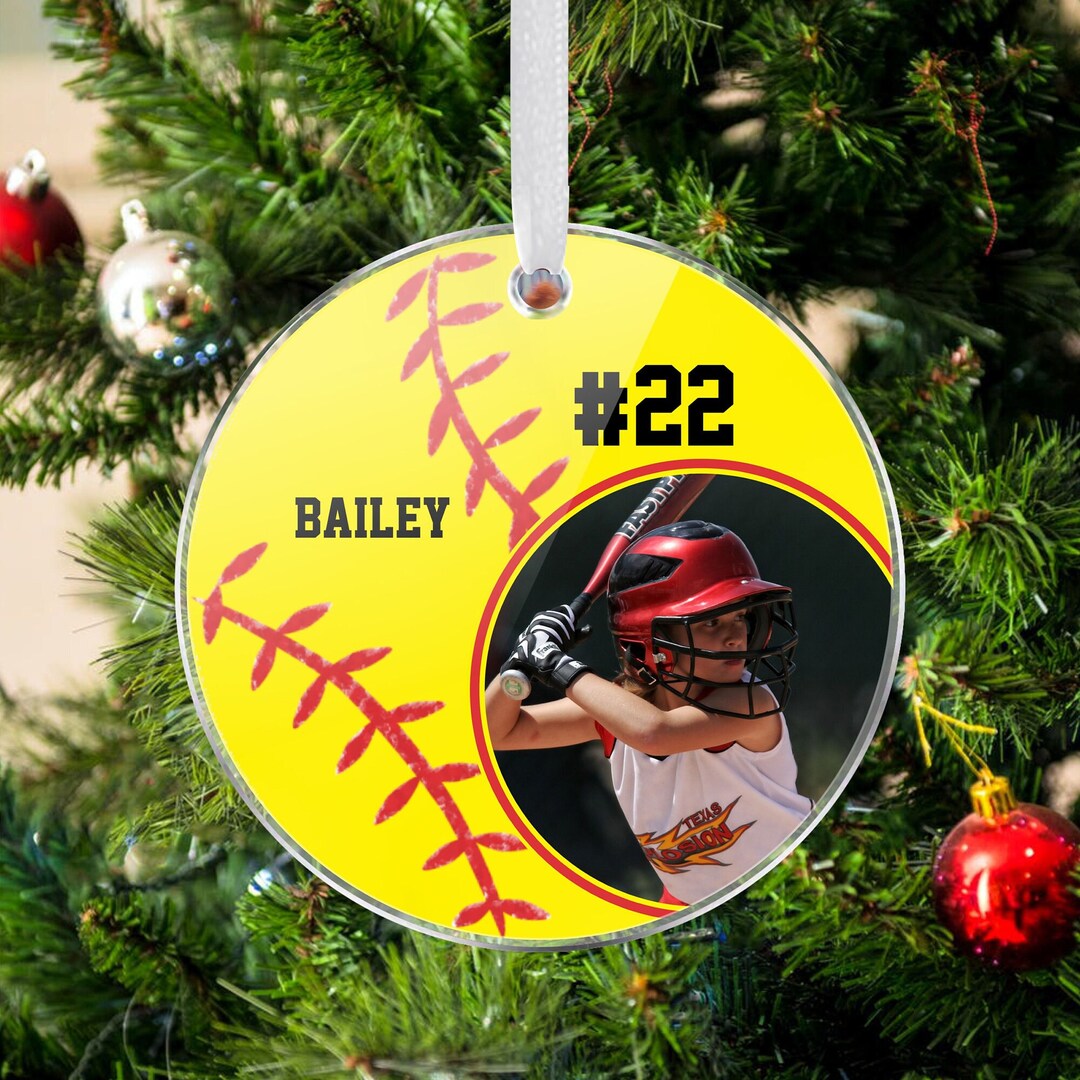 Softball Christmas Ornament Personalized Keepsake Photo HANDMADE