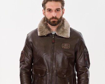 1950s A2 Flight Bomber Jacket: Brown Sheepskin Leather With