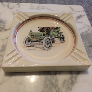 Vintage Midcentury Modern Square Ashtray 1904 CADILLAC CAR DESIGN 7.75” x 7.75”