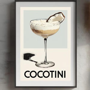 Cocotini Digital Art Print Retro Kokosnuss-Cocktail-Plakat