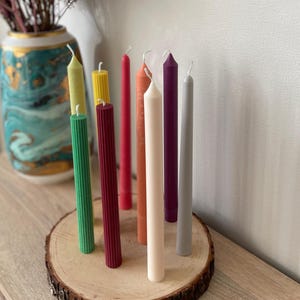 Taper Candle Long Lasting Soy Wax Pillar Candles Unscented Vegan Handmade Decorative (3 pcs)