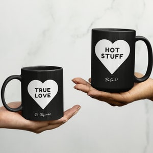 True Love No Refunds! Black Ceramic Mug -Pure Love Collection- Humorous & Romantic Design - Ideal for Special Occasions and Valentine&#39;s Day