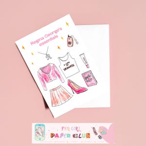 Regina George Grußkarte aus dem Film Mean Girls, Popkultur-Kino-Illustration aus den 2000er Jahren, Geschenk für Millennials, die Mädchenromantik lieben