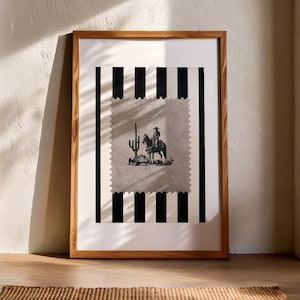 Vintage Striped Rodeo Print Western Bedroom Poster Cowboy Wall Art Rustic Mid West Mid Century Modern Decor Retro Horse Aesthetic Print