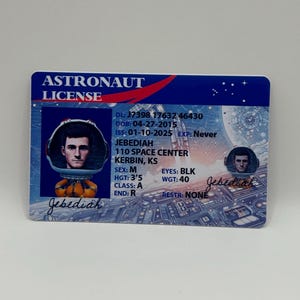 Licença de astronauta personalizada inspirada no programa espacial Kerbal, presente de videogame, presente de aniversário personalizado para jogador, presente de aniversário espacial