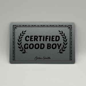 Tarjeta de premio de meme de buen chico certificado, tarjeta de buena chica, regalo de broma divertido para él, regalos de cumpleaños divertidos personalizados