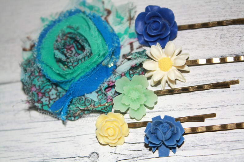 Flower Cabochon Flower Hair Pins Set of 6 Bobby Pin Flower Hair Pin Hair Accessories