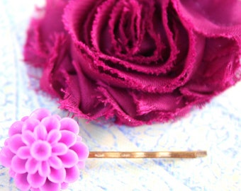 Chiffon flower hair clip and mum flower hair pin