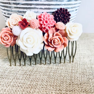 Flower Hair Comb, Bridal Accessories, Hair Accessories, Bridesmaid Gift, Collage Hair Comb, Wedding Accessory