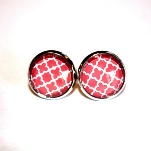 Salmon Pattern Stud Earrings, Silver Ear Posts