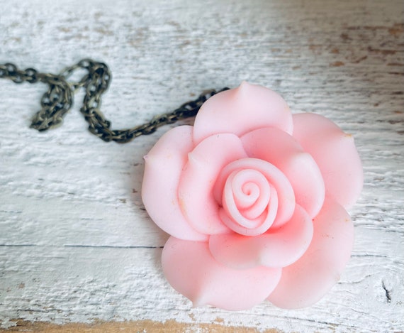Pressed Flower Necklace Rose Necklace June Birthday June - Etsy Finland