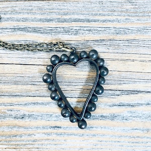 Patina Heart Necklace, Rustic Jewelry,
