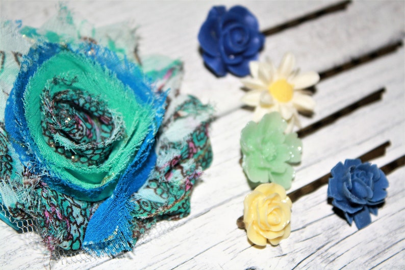 Flower Cabochon Flower Hair Pins Set of 6 Bobby Pin Flower Hair Pin Hair Accessories