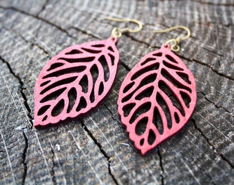 Red leaf earrings -