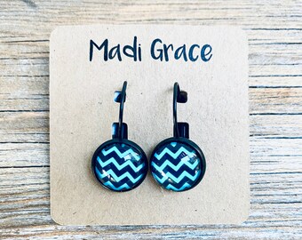 Chevron Lever back Pierced Earrings