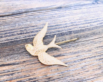 Brass Bird Hair Pin, Patina Hair Pin