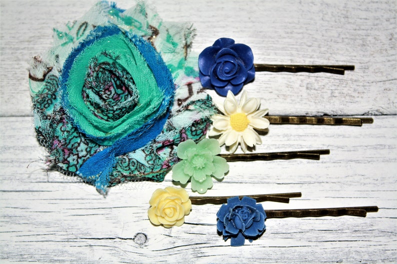 Flower Cabochon Flower Hair Pins Set of 6 Bobby Pin Flower Hair Pin Hair Accessories