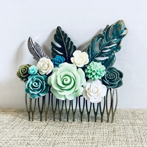 Flower Hair Comb, Bridal Accessories, Hair Accessories, Bridesmaid Gift, Collage Hair Comb, Wedding Accessory