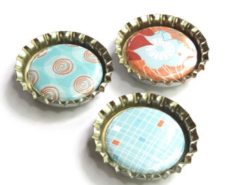 Set of 3 bottlecap magnets