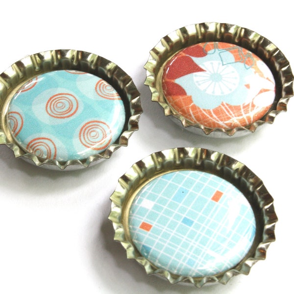 Set of 3 bottlecap magnets