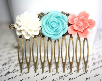 Flower Hair Comb, Bridal Accessories, Hair Accessories, Floral Hair Accessories, Wedding, Bridal, Bridesmaids,Gift