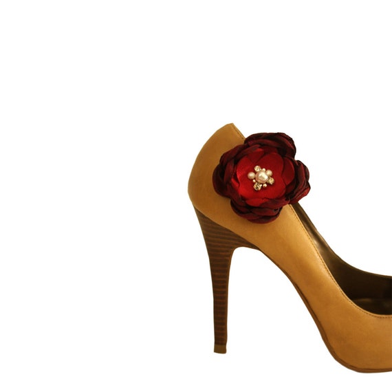 Items similar to Red Shoe Clip Set, Red Accessory, Red Bridal Shoe