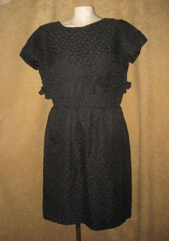 Dress Two Piece Black Rose Brocade 50s 60s Vintage