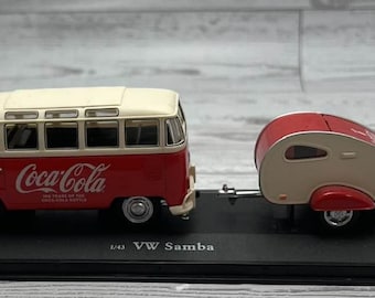 Coca Cola VW Samba Bus miniature avec caravane