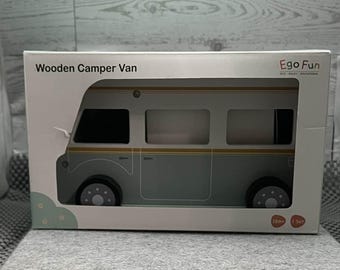 Wooden Camper Van Toy Montessori Style | Natural Wood RV Toy for Toddlers | Eco Friendly Kids Travel Van Playset | Gift for Boys Girls