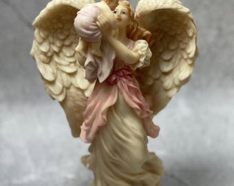 Vintage 1995 Seraphim Classics Mariah Heavenly Joy Angel Figurine Roman Inc #74109 Guardian Angel Holding Child Collectible Gift