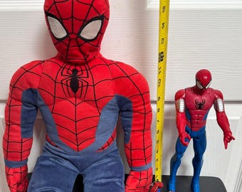 Vintage Spider-Man Plush & Action Figure Lot Marvel Toy Bundle Spiderman 90s Plush Large Doll + Figures