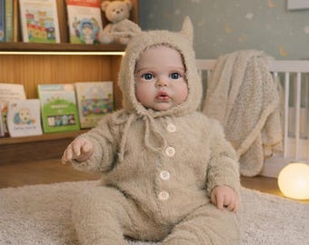 19” Reborn Baby Doll Girl Lifelike Newborn Realistic Soft Body Blue Eyes Baby Doll Gift Set with Accessories