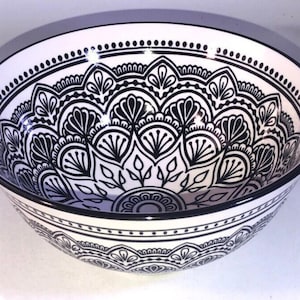 RARE Royal Norfolk Black/White Art Deco 6”Cereal/Soup/Ice Cream/Salad Bowl