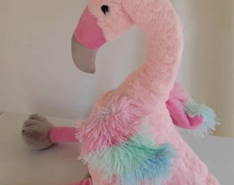HugFun Pink Flamingo Plush Rainbow Wings Stuffed Animal Large Bird Toy Nursery Decor Cute Gift