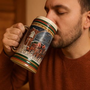 1997 Budweiser Holiday Stein: Clydesdales Winter Scene - New in Box