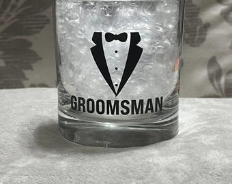 Vaso de whisky con esmoquin para padrinos de boda: regalo para despedida de soltero (10.5 oz)