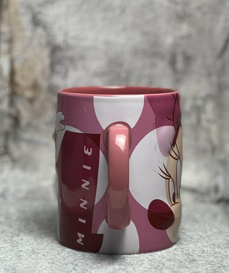 Disney Store Minnie Mouse Pink Ceramic Coffee Mug 16 oz Large Face Graphic Collectible Cup 2015 afbeelding 6