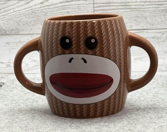 Mug Galerie Sock Monkey : tasse à café rétro en céramique avec deux anses