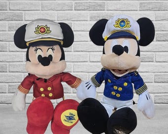 RARE Disney Cruise Line Captain Mickey & Minnie Plush Set  Nautical Outfit | Clean | Collector’s Item