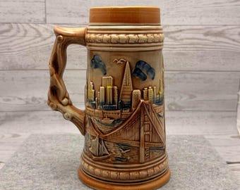 Chope à bière vintage San Francisco Golden Gate Bridge, Souvenir de Monterey au Japon