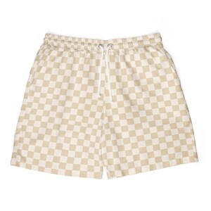 Checkered Unisex Swim Shorts, Beachwear, Board Shorts, Vacation Clothing, Summer Swim Trunks, Poolside Apparel