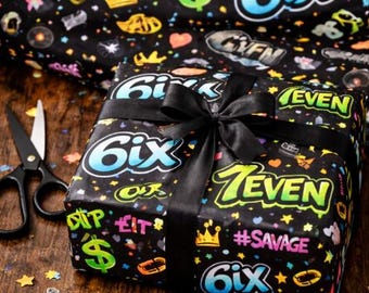 Six Seven Geschenkpapier 6ix 7even Urban Graffiti Packpapier Bögen Geschenkpapier