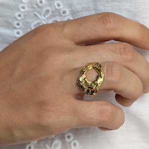 Adjustable Molten Gold Ring: Organic Statement Jewelry