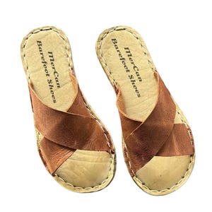 Sandales authentiques pour femme, Chaussures minimalistes en cuir, Sandales aux pieds nus, New Crazy Brown