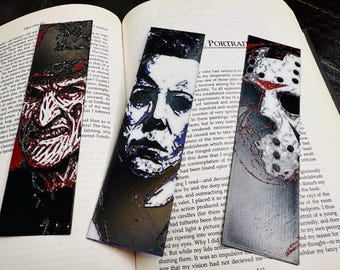 Faces of Fear - Horror Lesezeichen 3er Set (3D Gedruckt) | Gruselige Gothic Lesezeichen | Halloween Geschenk für Horror Fans