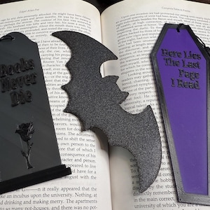 Gothic Bookmark Set of 3: Spooky 3D Printed Bookmarks with Tassels
