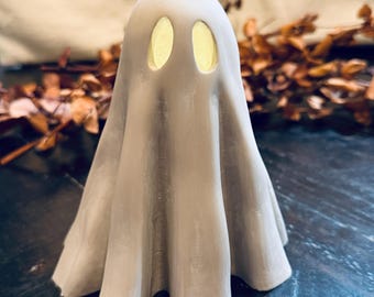 Large Flickering Ghost Figure with Tea Light, 3D Printed: Halloween Home Decor