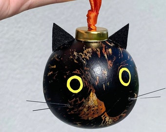 Tortieshell Cat HEAD SOLAMENTE Adorno, Adorno de Navidad, Decoración del hogar, Regalo de Navidad, Adorno navideño de Halloween, Regalo para amantes de los gatos Tortie cat