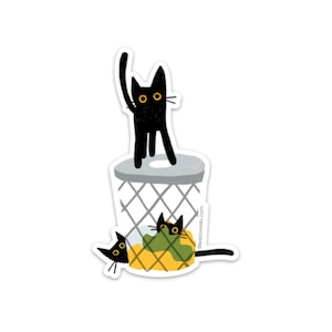 Cats In The Hamper! Vinyl Sticker, Cat Sticker, Black Cat, Cats, Cats In the Laundry Basket