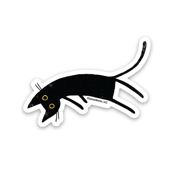 Cat on the Mat Black Cat Vinyl Sticker, Decal, Adhesive Art, Stickers, Cats